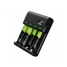 Akumuliatorių Įkroviklis 220V AA / AAA + 2xAA 2000mAh + 2xAAA 800mAh akumuliatoriai per USB Green Cell